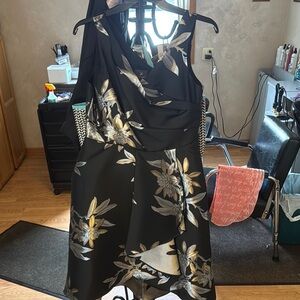 Adrianna Papell Black One Shoulder Fit and Flare Dress